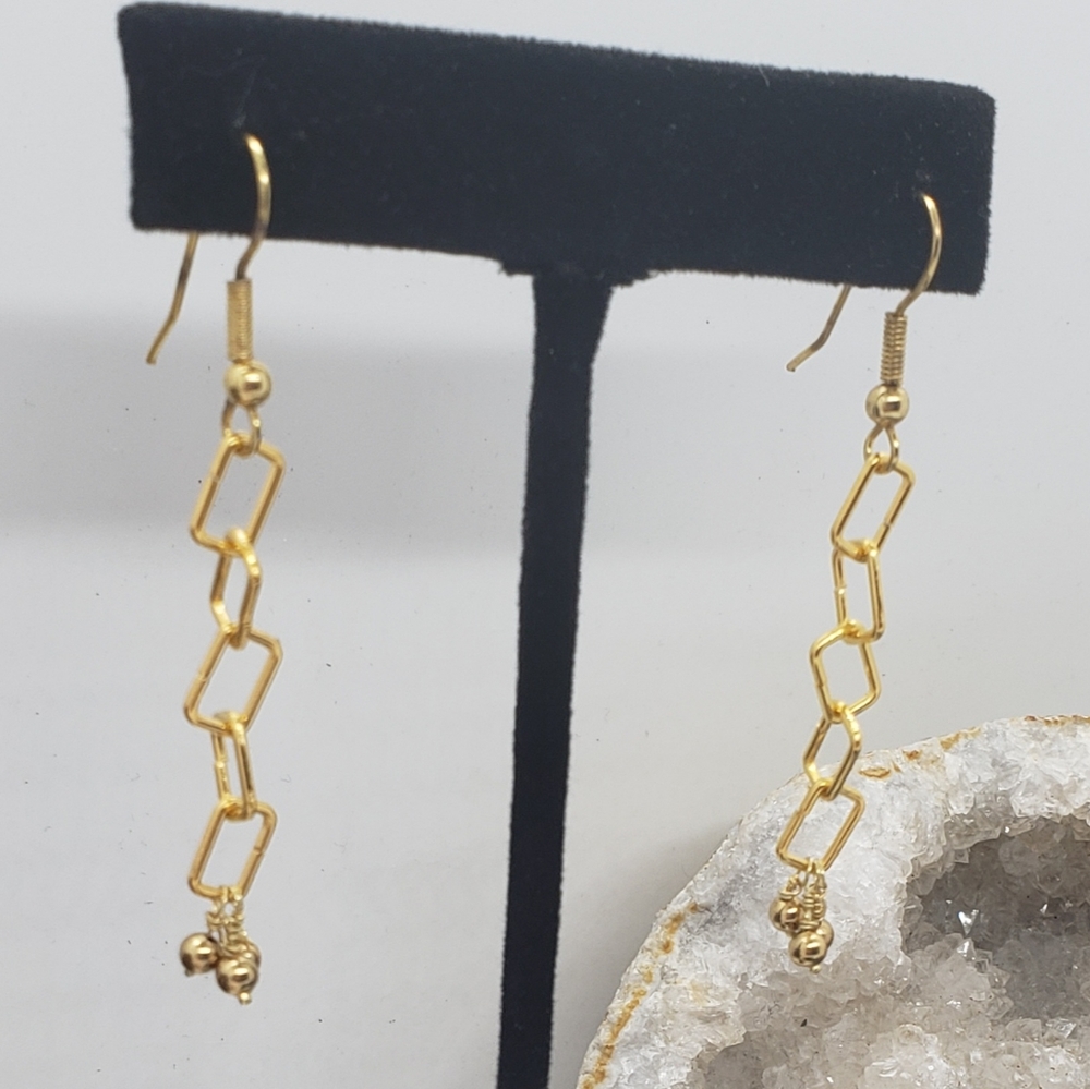 Gold Chain Geometric Earrings